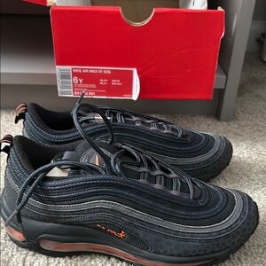 New Nike Air Max 97 Sneakers- Black & Orange Sz 6Y.